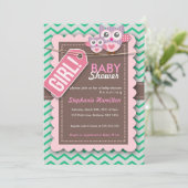 Kundenspezifische bunte Eulen-Babyparty laden ein Einladung (Stehend Vorderseite)
