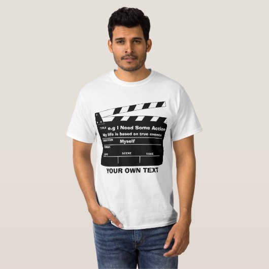 Kundenspezifische clapperboard Schablone T-Shirt (Vorne ganz)