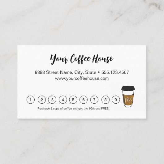 Kundenspezifische Coffee House Name Briefmarke-Tre Treuekarte (Rückseite)