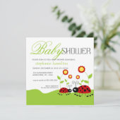 Kundenspezifische Dame hört neutrale Babyparty ab Einladung (Stehend Vorderseite)