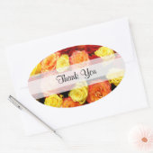 Kundenspezifische "Danke" Gelb/Rot/Orange-Rose Ovaler Aufkleber (Umschlag)