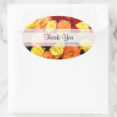 Kundenspezifische "Danke" Gelb/Rot/Orange-Rose Ovaler Aufkleber (Tasche)