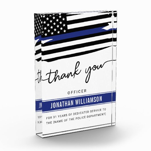 Kundenspezifische Dankeschön an den Polizeibeamten Fotoblock (Links)