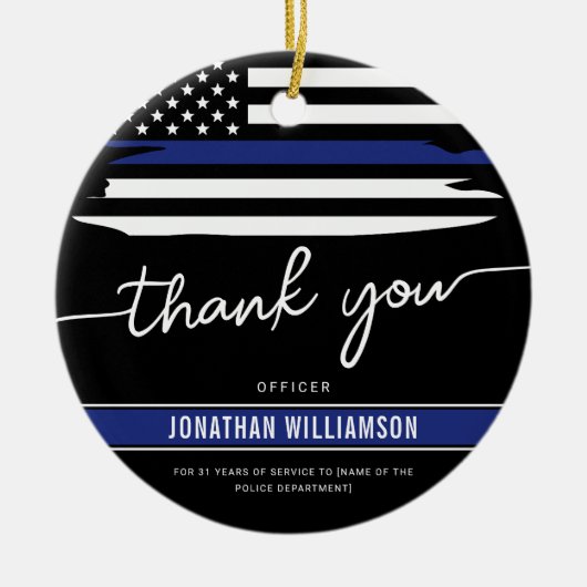 Kundenspezifische Dankeschön an den Polizeibeamten Keramik Ornament (Vorne)