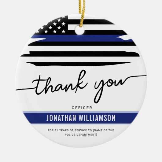 Kundenspezifische Dankeschön an den Polizeibeamten Keramik Ornament (Vorne)