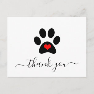 Kundenspezifische Dog Paw Pet Business Vielen Dank Postkarte
