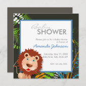 Kundenspezifische Dschungellöwe-Babyparty Einladung (Vorne/Hinten)