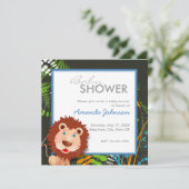 Kundenspezifische Dschungellöwe-Babyparty Einladung (Stehend Vorderseite)