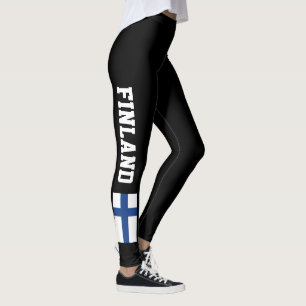 Kundenspezifische Dunkelheit Finnland-Flagge träg Leggings