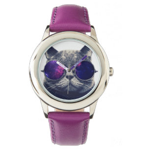 Kundenspezifische Einfassung mit lila Bändern Armbanduhr