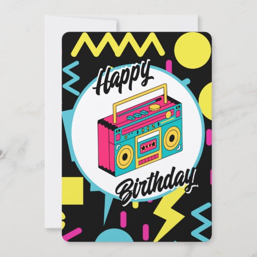 Kundenspezifische Einladung - Retro 80er 90er Them (Vorderseite)