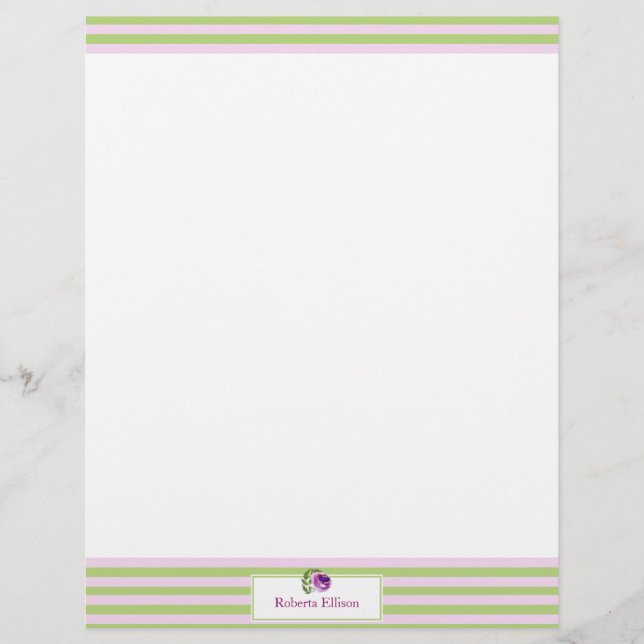 Kundenspezifische elegante Blumenhorizontale Briefbogen (Vorderseite)