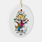 Kundenspezifische erwartungsvolle Paare mit Keramik Ornament (Rechts)