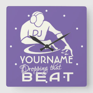 Kundenspezifische Farb- u. Monogramm-Wanduhr DJ Quadratische Wanduhr