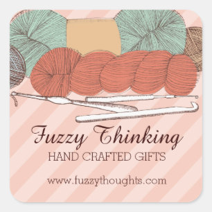 kundenspezifische Farbgarnstrang-Häkelarbeithaken Quadratischer Aufkleber