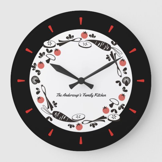 Kundenspezifische FarbRetro Gemüse-Küchenuhr Große Wanduhr (Vorderseite)