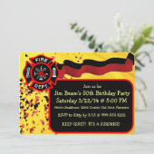 Kundenspezifische Feuerwehrmann-Geburtstags-Party Einladung (Stehend Vorderseite)