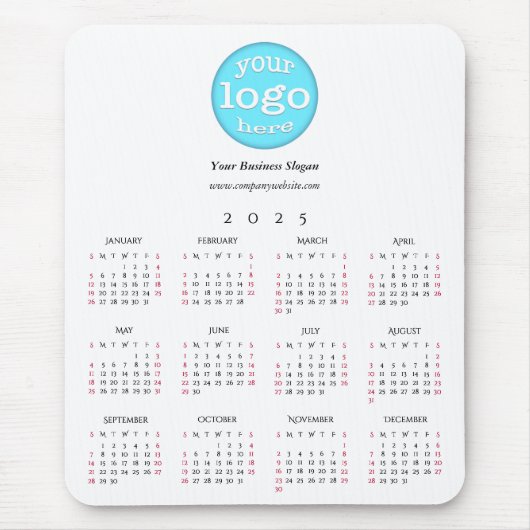 Kundenspezifische Firmenlogo Office 2025 Kalender Mousepad (Vorne)