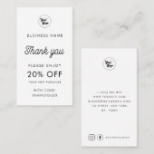 Kundenspezifische Firmenlogos Danke Minimalistisch Rabattkarte (Vorne/Hinten)