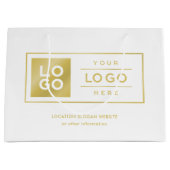 Kundenspezifische Firmenlogos Gold und Weiß Große Geschenktüte (Vorderseite)