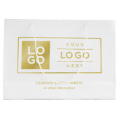 Kundenspezifische Firmenlogos Gold und Weiß Große Geschenktüte (Rückseite)