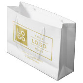 Kundenspezifische Firmenlogos Gold und Weiß Große Geschenktüte (Vorderseite Schrägansicht)