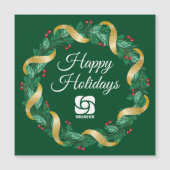 Kundenspezifische Firmenlogos Grüne Weihnachtskart Magnetkarte (Vorderseite)