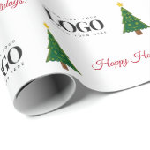 Kundenspezifische Firmenlogos & Happy Holidays Wei Geschenkpapier (Rolleneckpunkt)