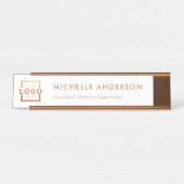 Kundenspezifische Firmenlogos Modern Boss Rose Gol Schreibtischnamensplakette (Vorderseite )