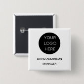 Kundenspezifische Firmenlogos - Modern weiß Button (Vorne & Hinten)