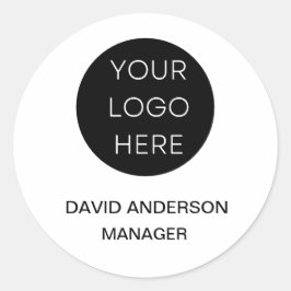 Kundenspezifische Firmenlogos - Modern weiß Runder Aufkleber