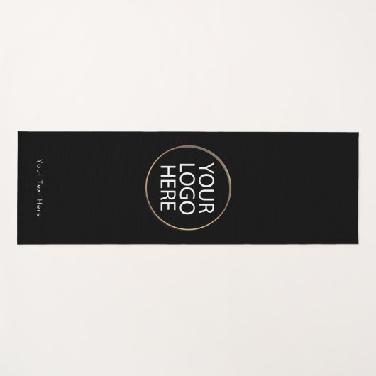 Kundenspezifische Firmenlogos und Texte | Schwarz Yogamatte (Vorderseite (Horizontal))