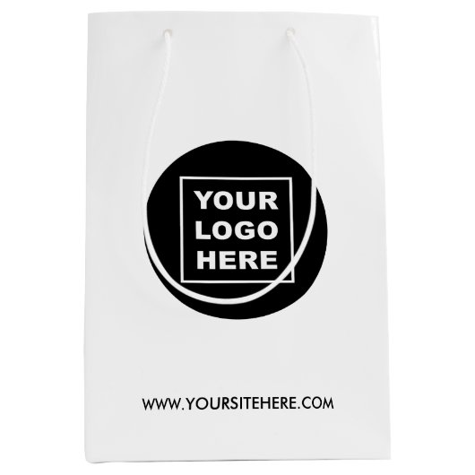 Kundenspezifische Firmenlogos und Website Mittlere Geschenktüte (Vorderseite)