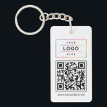 Kundenspezifische Firmenlogos und Website QR-Code Schlüsselanhänger<br><div class="desc">Modernes und minimales Design von Schlüsselanhängern mit Firmenlogo,  individueller QR-Code und benutzerdefinierter Website oder anderer personalisierter Informationstext. Die Farben Schwarz und Weiß können geändert werden. Macht ein großartiges Werbegeschenk für Kunden!</div>