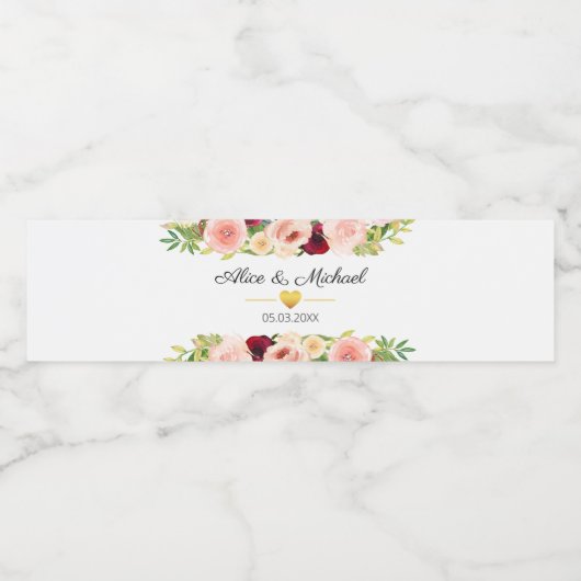 Kundenspezifische Florale Wasserflaschenetikett (Einzelnes Label)