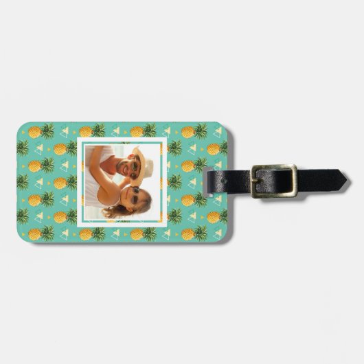 Kundenspezifische Foto-Ananas auf geometrischem Gepäckanhänger (Vorderseite horizontal)
