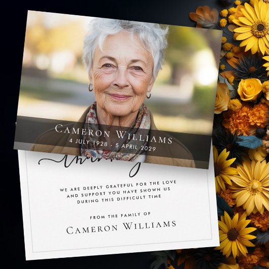 Kundenspezifische Foto Beileid-Belohnung danke Kar