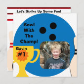 Kundenspezifische Foto Bowling Champ Einladungen (Vorne/Hinten)