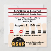 Kundenspezifische Foto Bowling Champ Einladungen (Rückseite)