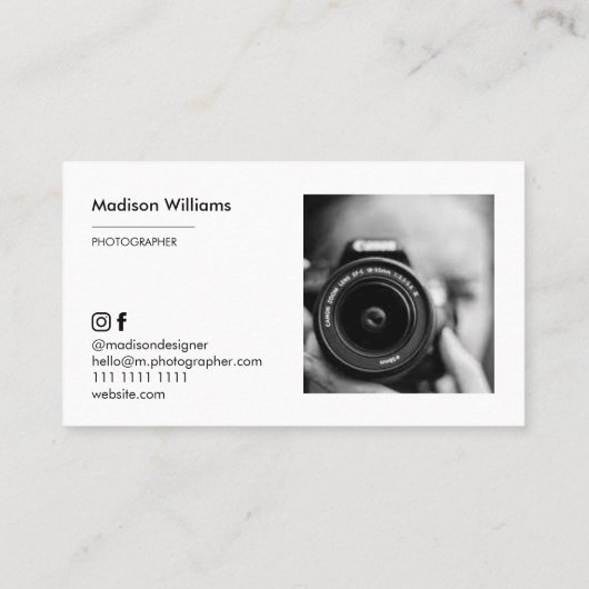 Kundenspezifische Foto Business Cards Minimal Stil Visitenkarte (Rückseite)