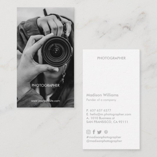 Kundenspezifische Foto Business Cards Minimal Stil Visitenkarte (Vorne/Hinten)