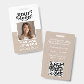 Kundenspezifische Foto-Firmenlogo Modern QR Ausweis (Vorder- & Rückseite)