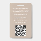 Kundenspezifische Foto-Firmenlogo Modern QR Ausweis (Rückseite)