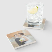 Kundenspezifische Foto-Gastgeschenk Hochzeit Steinuntersetzer (Seitenansicht)