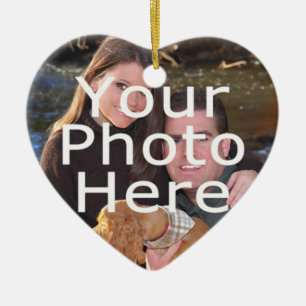 Kundenspezifische Foto-Herz-Weihnachtsverzierung Keramik Ornament