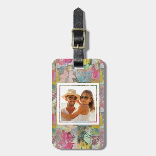 Kundenspezifische Foto-Kunst Blumengrungemuster Gepäckanhänger (Vorderseite vertikal)