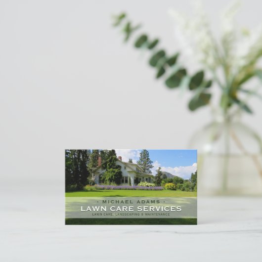 Kundenspezifische Foto-Lawn Care & Landscaping-Vis Visitenkarte (Stehend Vorderseite)