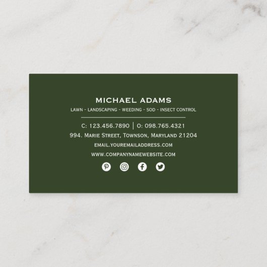 Kundenspezifische Foto-Lawn Care & Landscaping-Vis Visitenkarte (Rückseite)