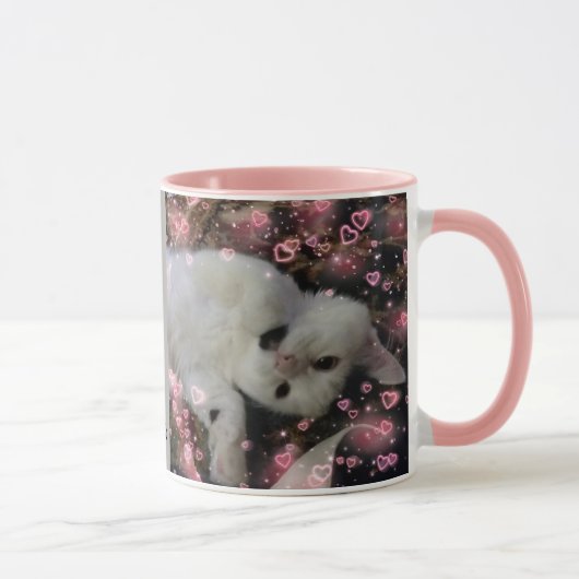 Kundenspezifische Foto-Schablonen-Rosa-Grau-Tasse Tasse (Rechts)