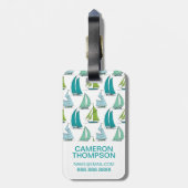 Kundenspezifische Foto-u. Monogramm-Segelboote auf Gepäckanhänger (Rückseite vertikal)